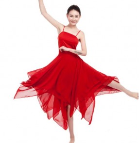 White red black modern dance dresses women's female competition stage performance dancers strap ballet dancing dresses 
