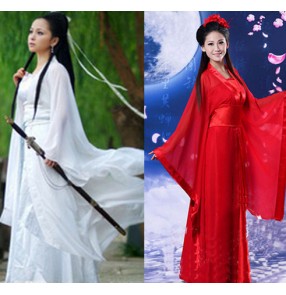 White red light pink women kong fu anime Cosplay fairy costume Hanfu clothing Chinese Traditional ancient dresses dance stage Classic dance costume