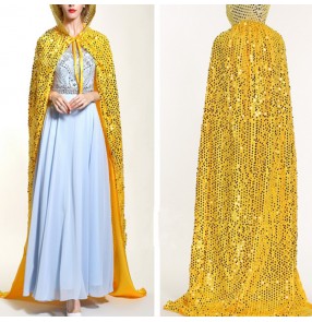 women's jazz dance cape sequined colorful paillette modern dance singers opening dancing celebration party long cloak 