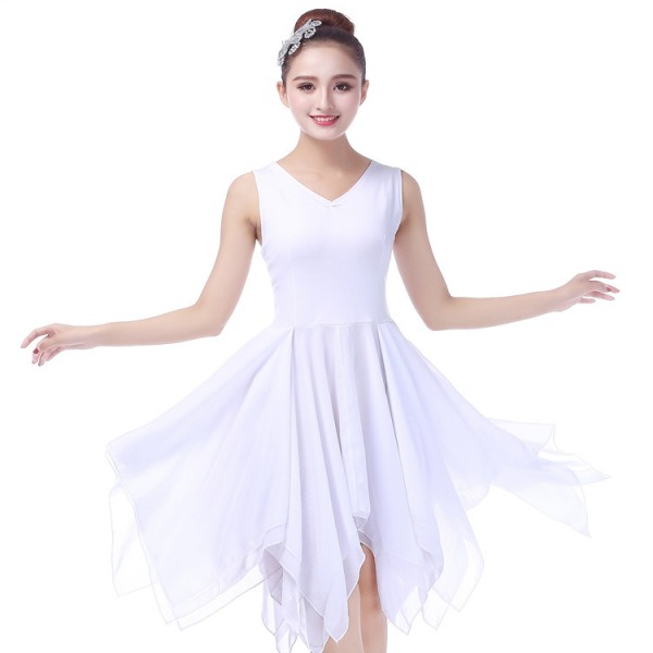 Women S Modern Dance Ballet Dress White Color Stage Performance