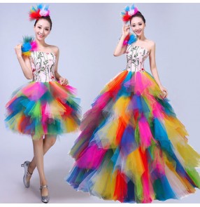 Women's modern dance dress rainbow colored stage performance competition chorus singers dancers dancing dress costumes