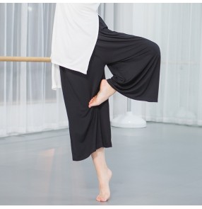 Women's modern dance pants female lady modal ballet yoga training dance grading competition swing wide leg gymnastics ankle length pants