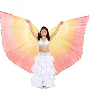 Yellow orange red gradient colored girl's kids children stage performance film cosplay competition belly dance wings props