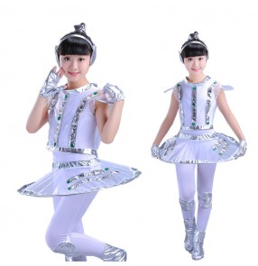 Children's robot astronaut performance space dance costumes for girls show time for kids outfits unisex dance clothes