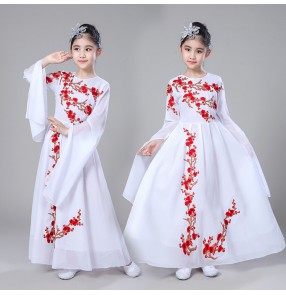 Girls Chinese folk dance costumes fairy ancient traditional stage performance yangko fan film cosplay robes dresses