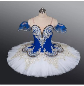 kids ballet competition dresses for girls royal blue swan lake stage performance platter tutu skirt pancake professional ballet dance wear