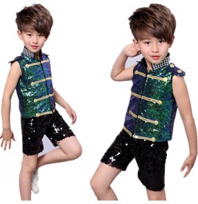 Kids jazz dance costumes sequin pailletter modern dance fashion hiphop singers hiphop chorus performance cosplay dancing outfits