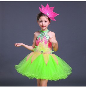 Kids jazz dance dresses sequin modern dance school competition stage performance model show singers princess cosplay dancing outfits