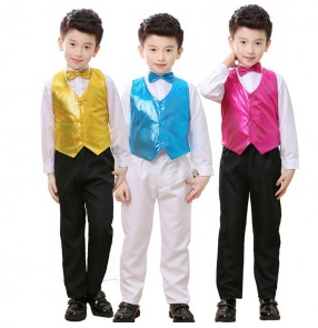 Kids modern dance outfits boys jazz singers chorus stage performance school competition party cosplay photos dancing tops and pants