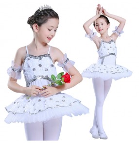 White ballet dance dresses girls kids children modern dance stage performance competition swan lake stage performance show dresses