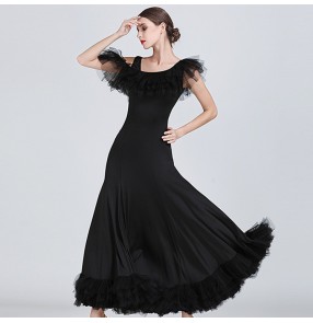 Women's flamenco ballroom dancing dresses red black dark green competition professional stage performance waltz tango dresses 