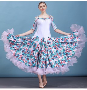 Women's flamenco ballroom dresses floral competition waltz tango competition practice dancing long dresses