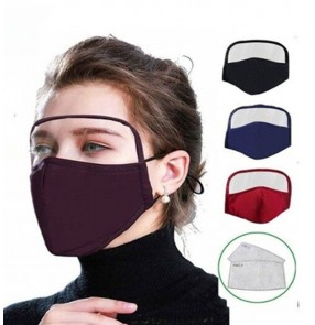 2 reusable face mask cotton protective integrated face mask full face protective clear eye protection shield face screen mouth masks