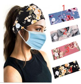 2pcs Printed floral headband for wearing face masks yoga sports workout cycling sweat absorb headscarf headband for women