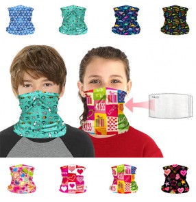 2pcs reusable face masks for kids cartoon scarf mask riding outdoor turban pm2.5 dust proof protective mask for girls boys
