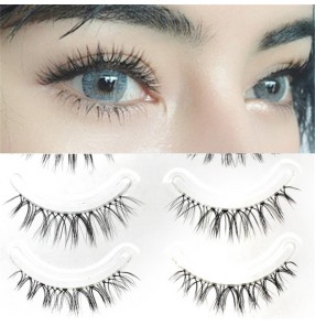 3pack Japanese style sharpened false eyelashes Natural cross Eyelashes on transparent stems 5pairs in one pack