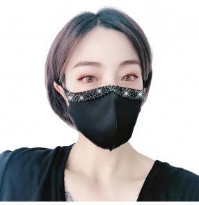 3pcs Fashion rhinestones reusable face masks for women dust proof riding outdoor sports night club party protective mouth masks 