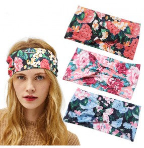 3pcs flowers sweat absorb headband for yogo fitness workout running cycling sports elastic magic head scarf turban for unisex