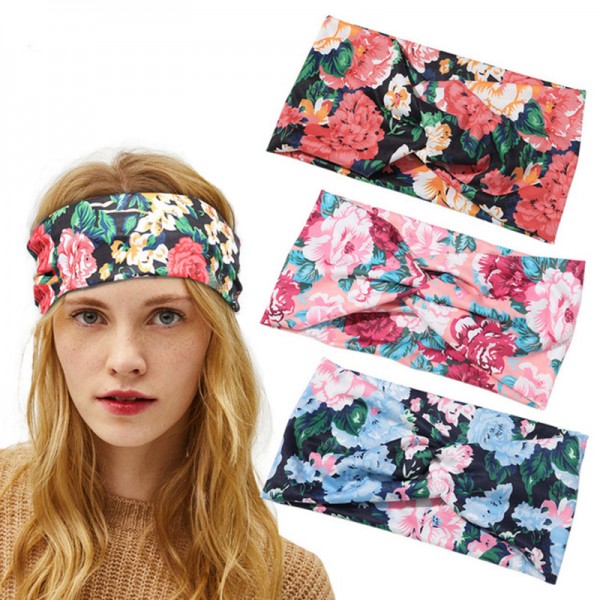 3pcs flowers sweat absorb headband for yogo fitness workout running