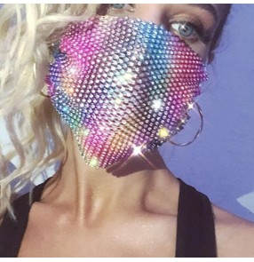 3PCS hollow bling face masks for women fashion rhinestones mask night club pole dance party photos vedio shooting mouth masks for female