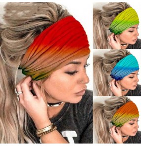 3pcs Rainbow gradient yoga sports fitness wide headband wash face beauty elastic hairband for women