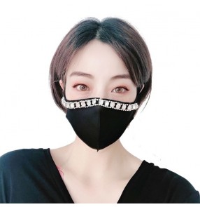 3PCS Reusable face masks for women rhinestones dust proof mouth mask for party night club bar dance 