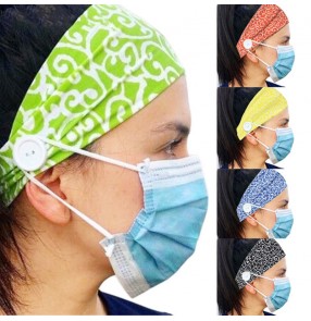 3pcs yoga sports fitness sweat absorb headband outdoor running cycling elastic turban wearing face mask ear relax with headband with button for unisex 