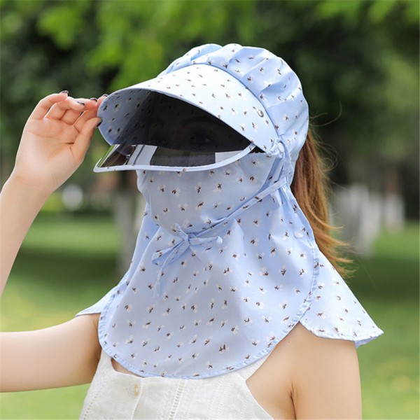 Anti-uv summer sun hat with full face cover mask with face shield