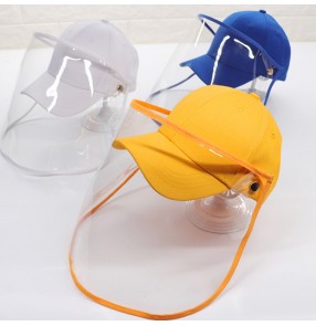 Boy girls base ball cap with clear face shields for kids anti-spray saliva virus dust proof protective hat for children