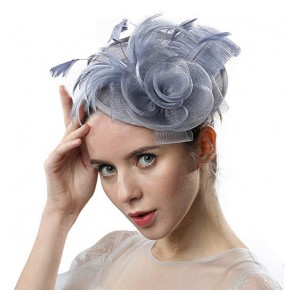 British dinner fascinators hat ladies court feather hair accessories Jockey party catwalk dress cheongsam headdress church hats