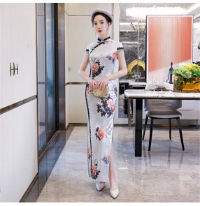 Chinese dress floral qipao dress traditional classical cheongsam for evening party model show drama cosplay dress