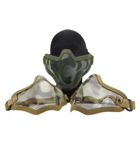 Double belt half face skull mask CS field face protection CF tactical mouth guard wire mesh water gun protective mask