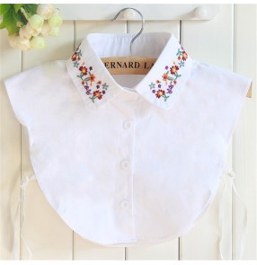 Embroidered flowers dickey Collar For Shirt Detachable Collars Lapel Blouse Top for Women Black White Clothes half Shirt Accessories 