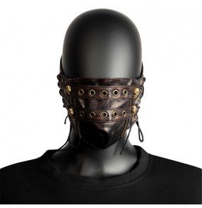 Fashion reusable skull pu leather face masks punk rock anime drama cosplay face masks for party performance