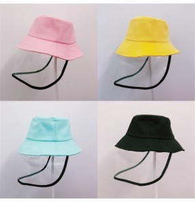 Fisherman's hat with face shields anti-spray saliva for kids girls boys virus dust proof protective hat for children 3 to 12years