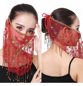 Indian queen belly dance performance veil props belly dance accessories stage dance veil mask for female