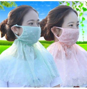 Lace reusable face masks for women neck guard scarf anti-uv outdoor riding running sports sunscreen beach protective mouth mask