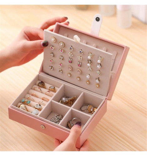 Organizer Earring Ear Stud PU Leather Portable Jewel Case Jewellery ...