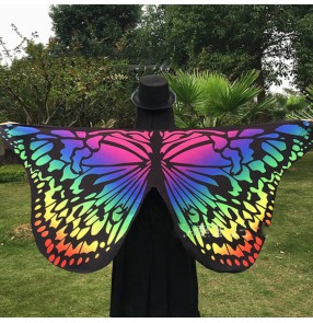 Rainbow gradient  beach butterfly wings for women belly dance stage performance drama angel cosplay wings