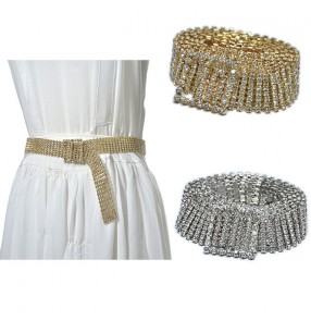 Rhinestones bling fashion waist belt for women female white dress waist strap evening party dress waistband sashes