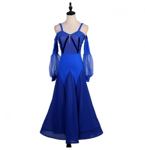 Royal blue black ballroom dance dresses for women competition stage performance waltz tango dance dress robe de danse de salon