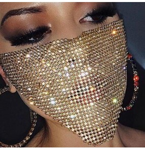 women bling hollow reusable face masks for party stage performance for model photos shooting glitter face masks for female