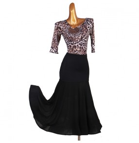 Women's black with leopard ballroom dance dresses waltz tango dance dress Gesellschaftstanz Kleid für Frauen