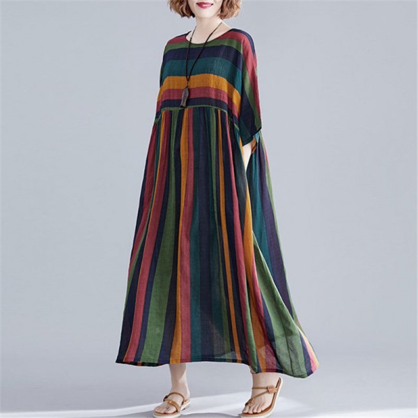 rainbow linen dress