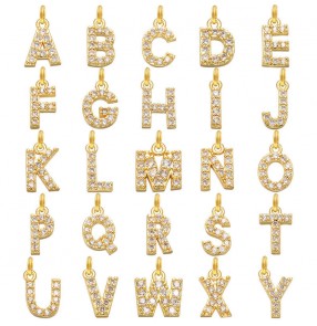 26PCS Bling DIY Jewelry pendant Micro-set letter Micro-set letter accessories English alphabet pendant 26 letter pendant earring custom name necklace bracelets