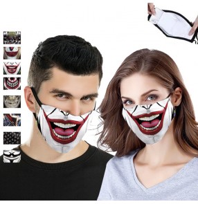 2pcs 3D printed Reusable face masks for unisex fashion stage performance safe protective mouth mask for women men