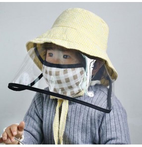 2pcs Baby infant fisherman's cap with clear face shield anti-spitting saliva virus safety protect sun cap  