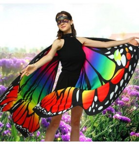 2pcs belly dance Rainbow butterfly wings halloween party stage performance drama masquerade cosplay fairy cape for female