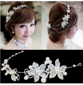 2pcs Bridal jewelry wedding dress Korean bride headdress soft chain wedding party hair accessories forehead head chain