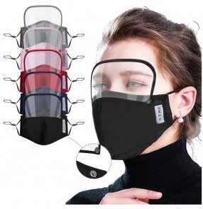 2pcs Cotton Reusable face mask with eye shield removable mouth mask for unisex PM2.5 dust proof protective mask for women men